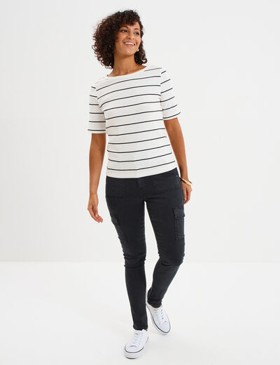 Pantalon cargo skinny 7/8ème Liberto noir femme