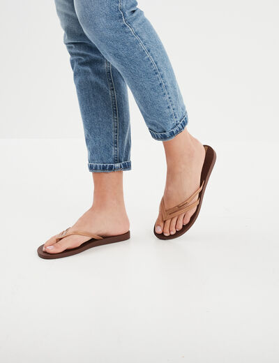 Tongs double bride Ipanema marron foncé femme