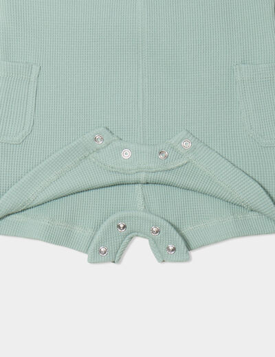 Ensemble salopette maille et bob coton vert clair bébé garçon