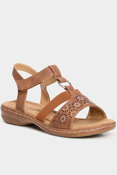 Sandales talons compens&eacute;s marron clair femme