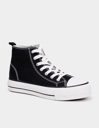 Baskets montantes à lacets Creeks noir femme