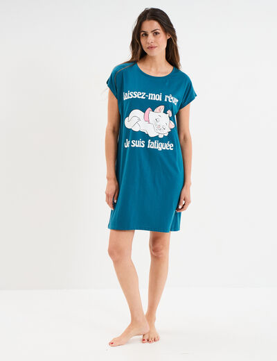 Chemise de nuit coton Aristochats Marie bleu canard femme