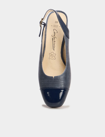 Escarpins à talons pied large bleu femme