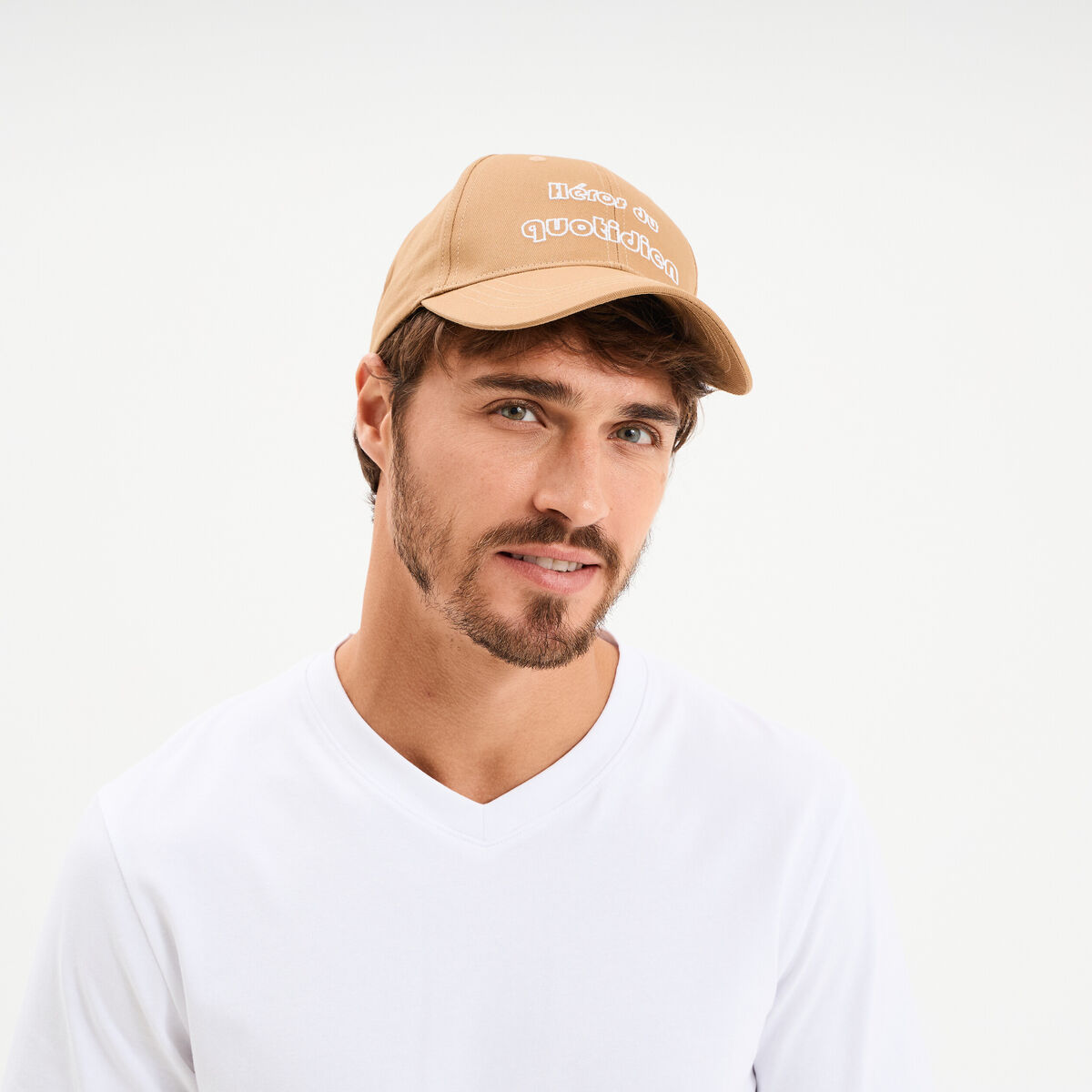 Casquette brod&eacute;e coton sable homme