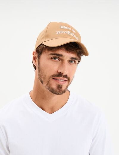 Casquette brod&eacute;e coton sable homme
