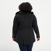 Manteau mi-long col imitation fourrure noir femme grande taille