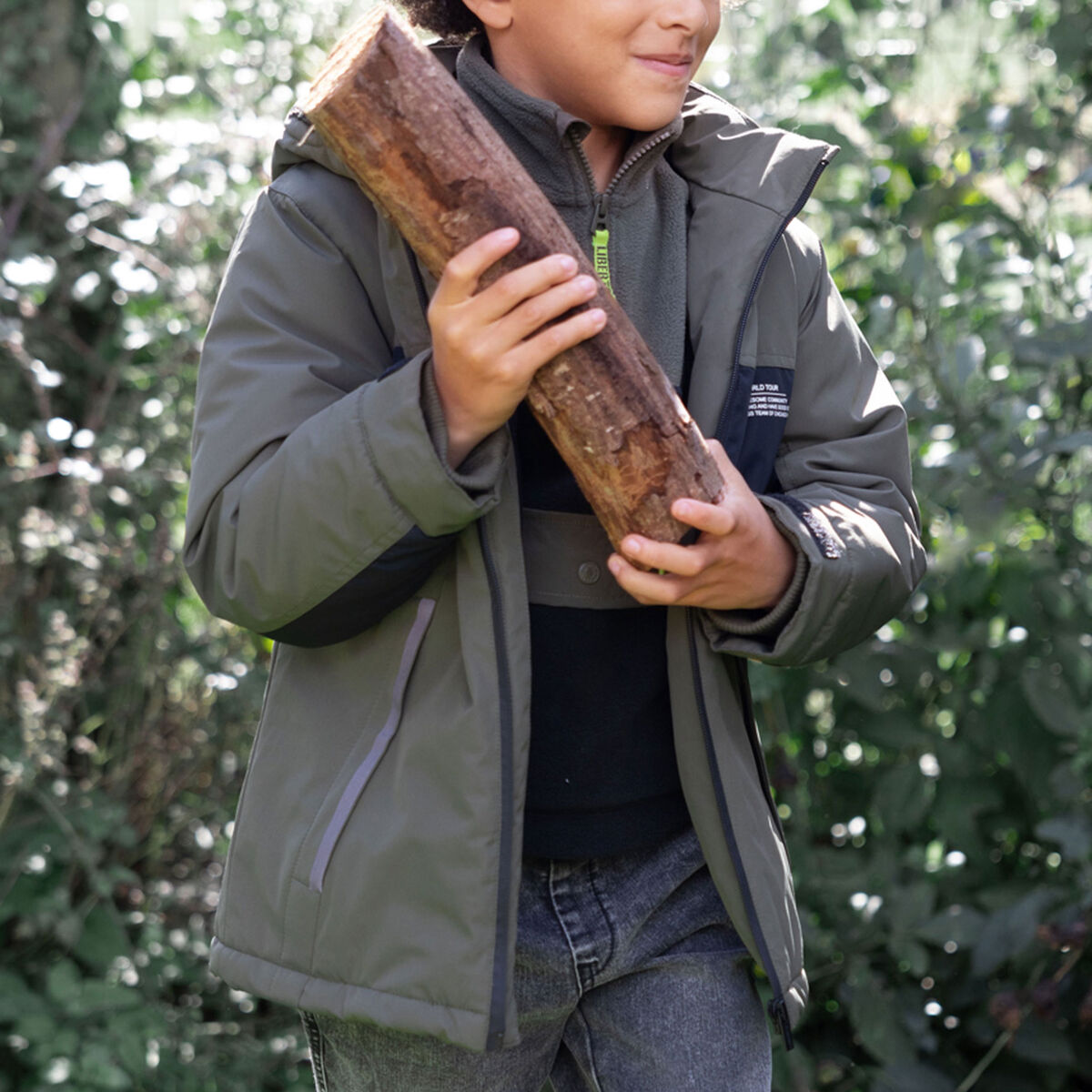 Parka mi-longue zipp&eacute;e &agrave; capuche noir gar&ccedil;on