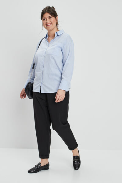 Chemise manches longues bleu clair femme grande taille