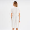 Robe col en V détails tressés blanc femme