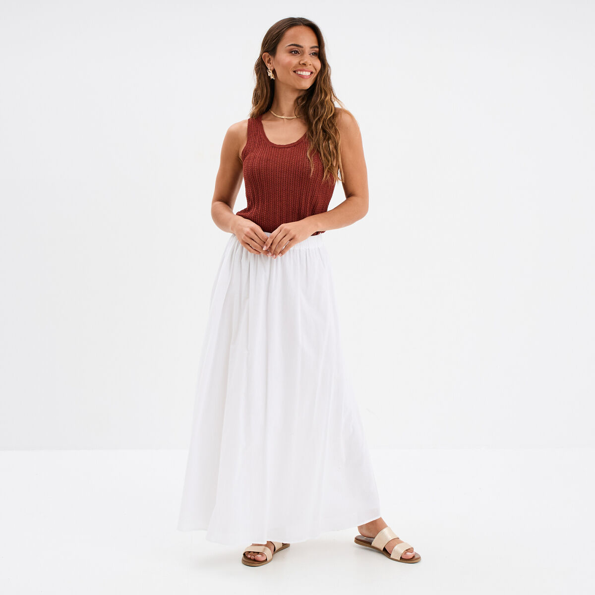 SHEIN Clasi Robe En Tricot à Manches Longues Avec Jupon évasé En