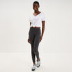 Legging taille haute gris fonc&eacute; femme