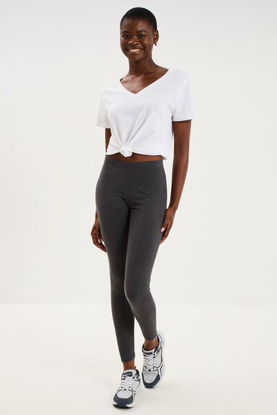 Legging taille haute gris fonc&eacute; femme