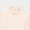 T-shirt dentelle manches longues beige fille