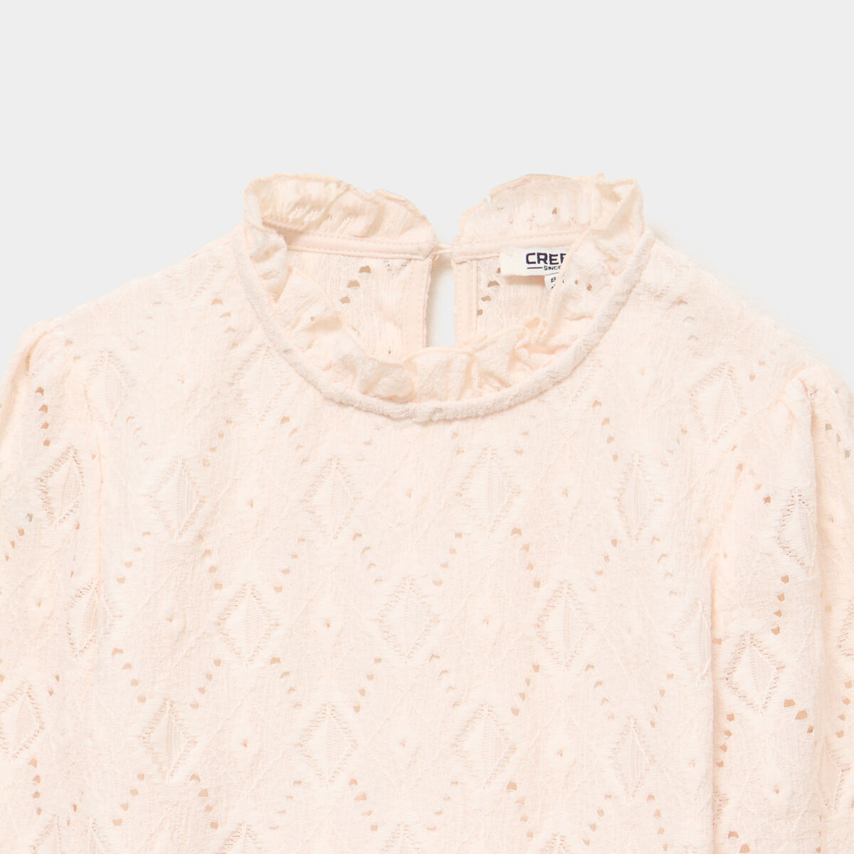 T-shirt dentelle manches longues beige fille