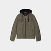 Veste doubl&eacute;e capuche amovible en coton vert kaki homme