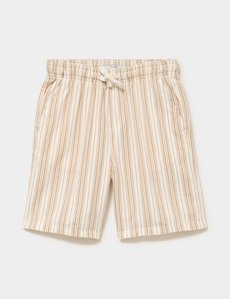 Bermuda droit taille &eacute;lastiqu&eacute;e coton marron gar&ccedil;on