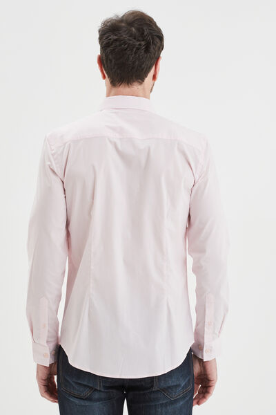 Chemise stretch manches longues rose clair homme
