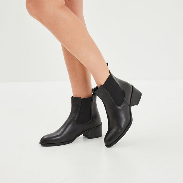 bottines a talons en cuir noir femme Bottines à talons en cuir noir femme