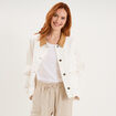 Veste courte en jean boutonn&eacute;e coton ivoire femme