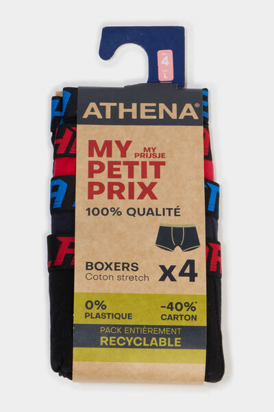 Lot 4 boxers coton majoritaire rouge homme