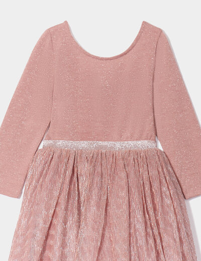 Robe longueur genou manches 3/4 rose fille