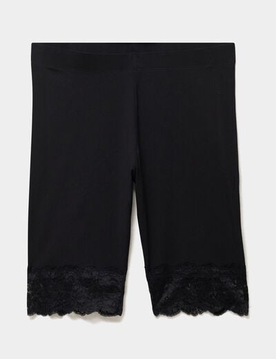Short legging cycliste &agrave; dentelle noir femme grande taille