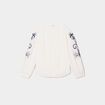 Blouse manches brod&eacute;es col tunisien blanc femme grande taille