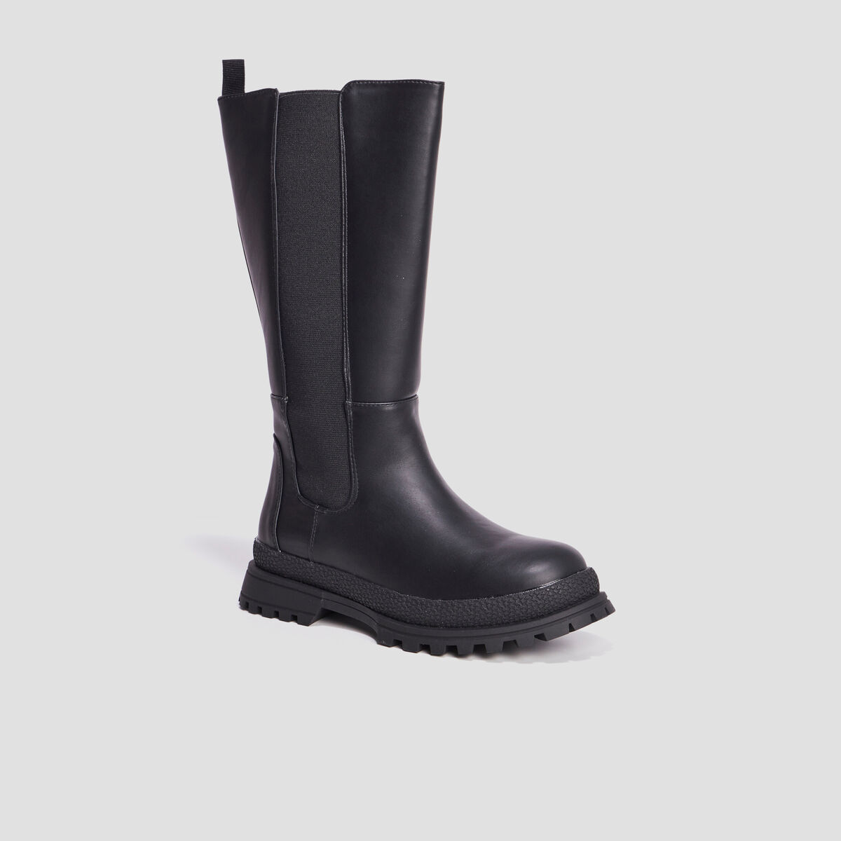 Bottes crantées cotés élastiqués noir fille