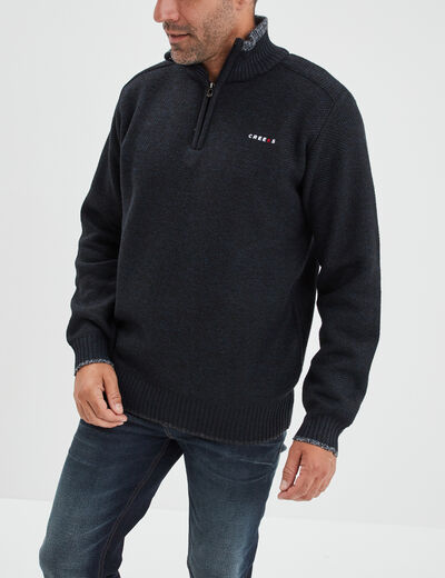Pull camionneur zippé droit Creeks bleu foncé homme