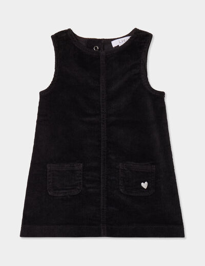 Robe chasuble effet velours côtelé coton gris foncé bébé fille