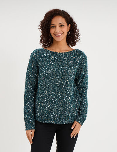 Pull manches longues bleu canard femme