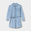 Robe chemise en jean ceintur&eacute;e coton denim double stone fille