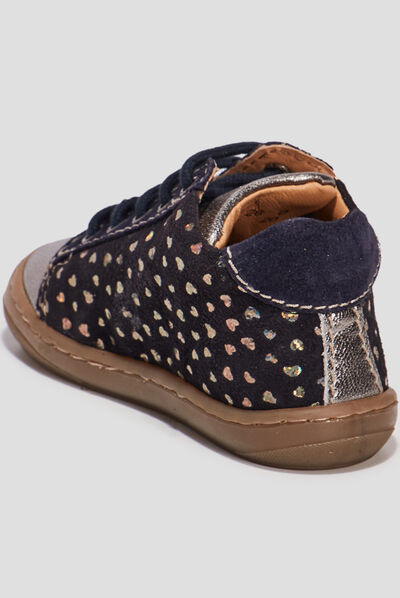 Bottillons en cuir bleu marine bébé fille