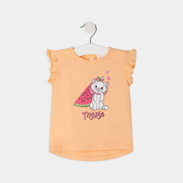 T-shirt Les Aristochats rose saumon bébé fille
