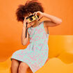 Robe patineuse sans manches coton bleu turquoise fille