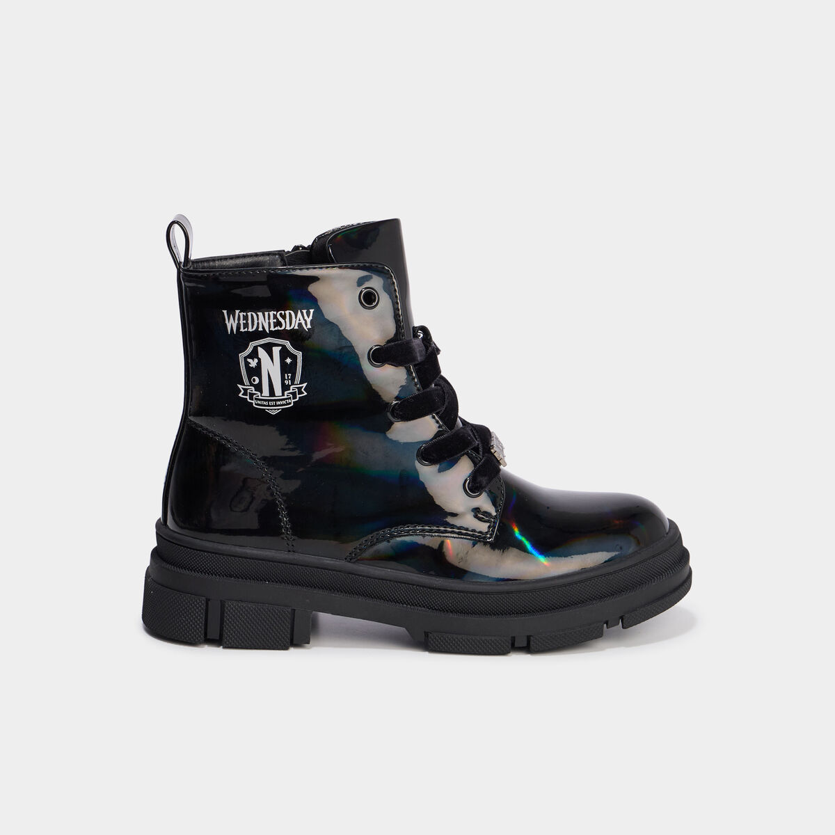 Boots effet holographique Mercredi noir fille