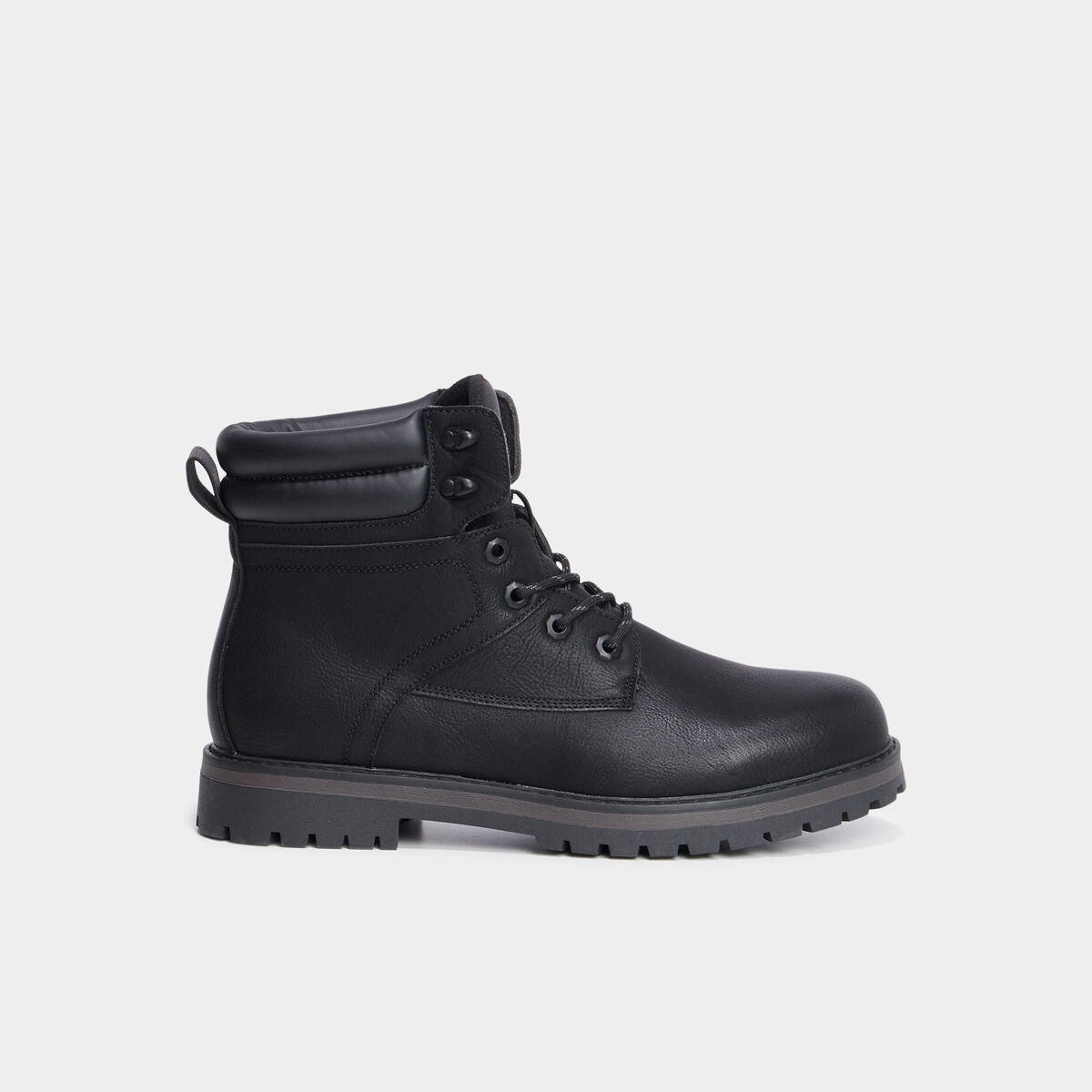 Bottines &agrave; bout rond lacets noir homme