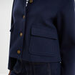 Blouson boutonn&eacute; 2 poches bleu fonc&eacute; femme