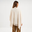Poncho &agrave; franges ample ivoire femme