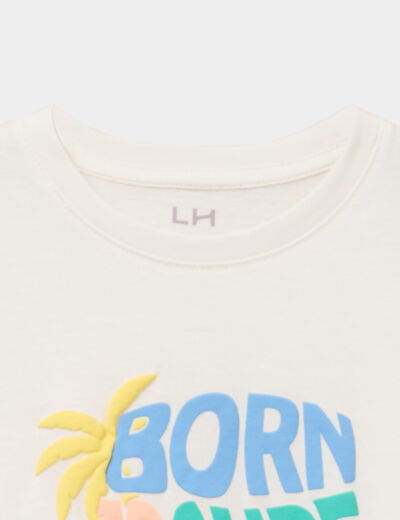 Ensemble pyjama short et t-shirt coton blanc gar&ccedil;on