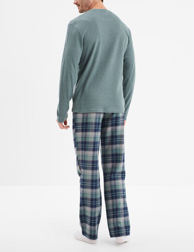 Ensemble pyjama manches longues 2 pièces vert homme