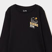 T-shirt col rond manches longues coton noir gar&ccedil;on