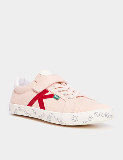 Tennis basses à scratchs Kickers Gody rose fille