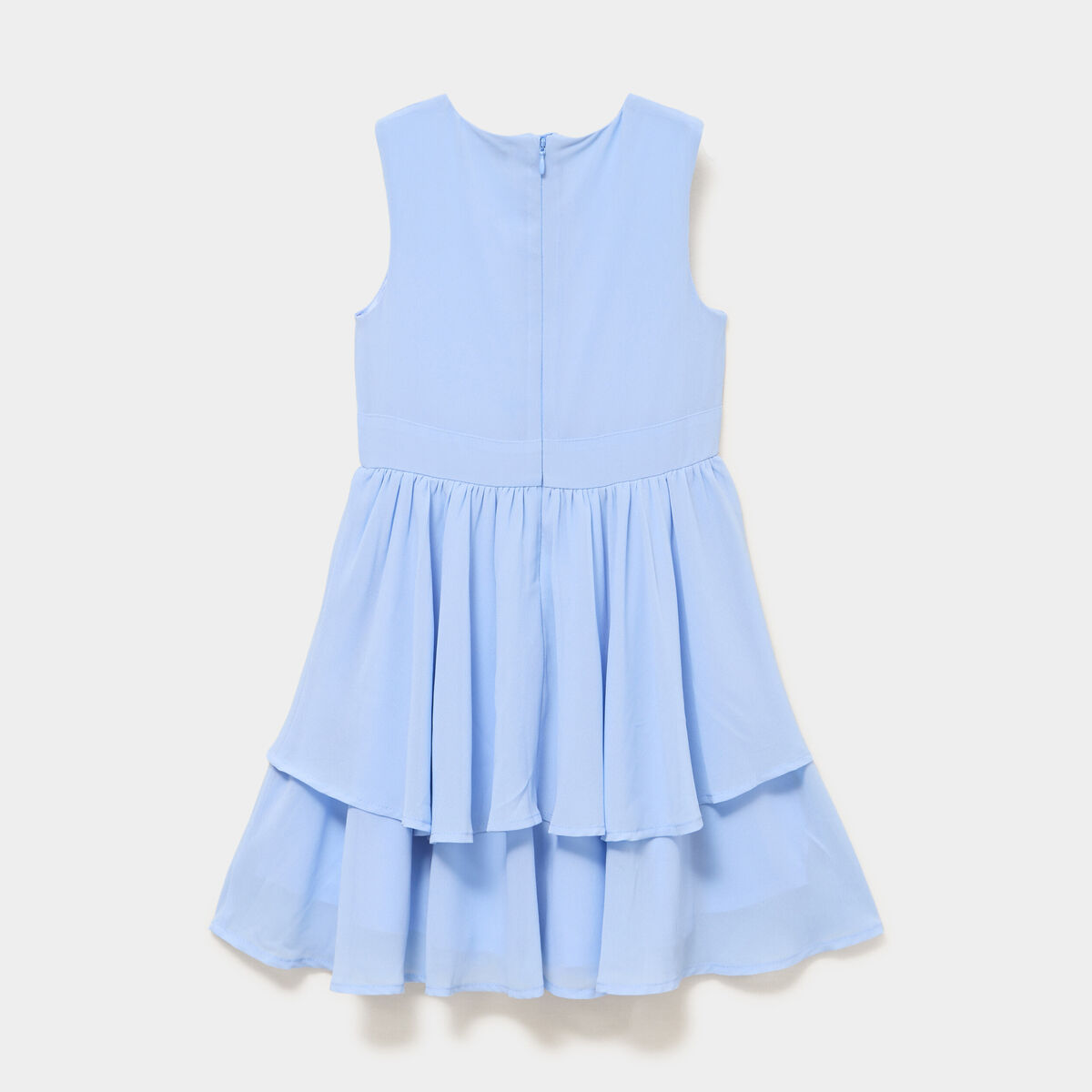 Robe c&eacute;r&eacute;monie &agrave; volants sans manches bleu ciel fille