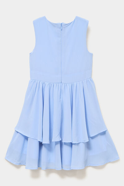 Robe c&eacute;r&eacute;monie &agrave; volants sans manches bleu ciel fille