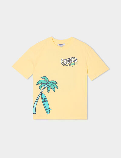 T-shirt manches courtes coton jaune clair garçon