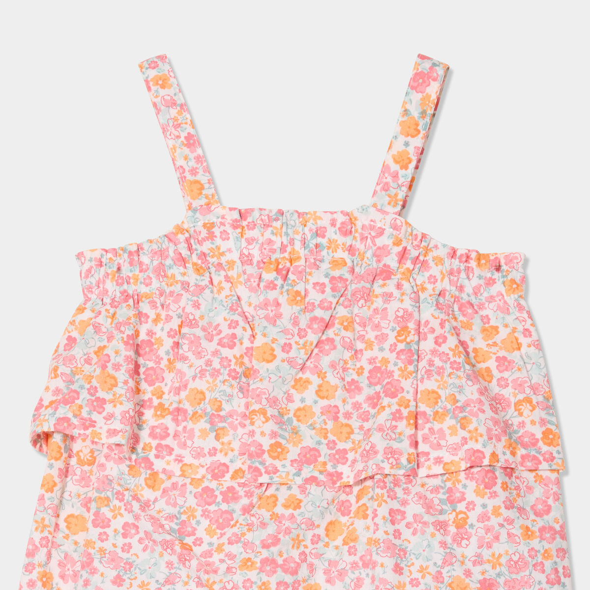 Ensemble d&eacute;bardeur et short coton rose corail b&eacute;b&eacute; fille