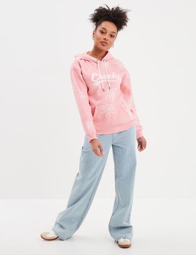 Sweat à capuche hoodie 1 poche Creeks rose femme
