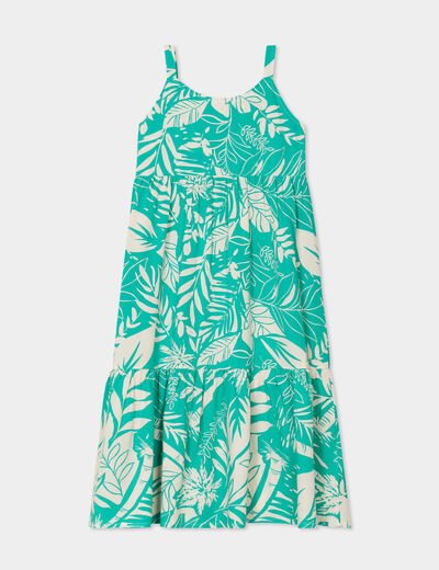 Robe longue à bretelles vert fille