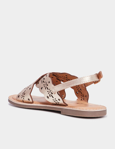 Sandales perforations en cuir Creeks jaune or fille